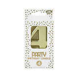 Gold Number 4 Birthday Candle Cake Topper | Metallic 3D Design