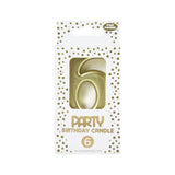 Fun House Number 6 Gold Birthday Candle | Metallic Finish Cake Topper
