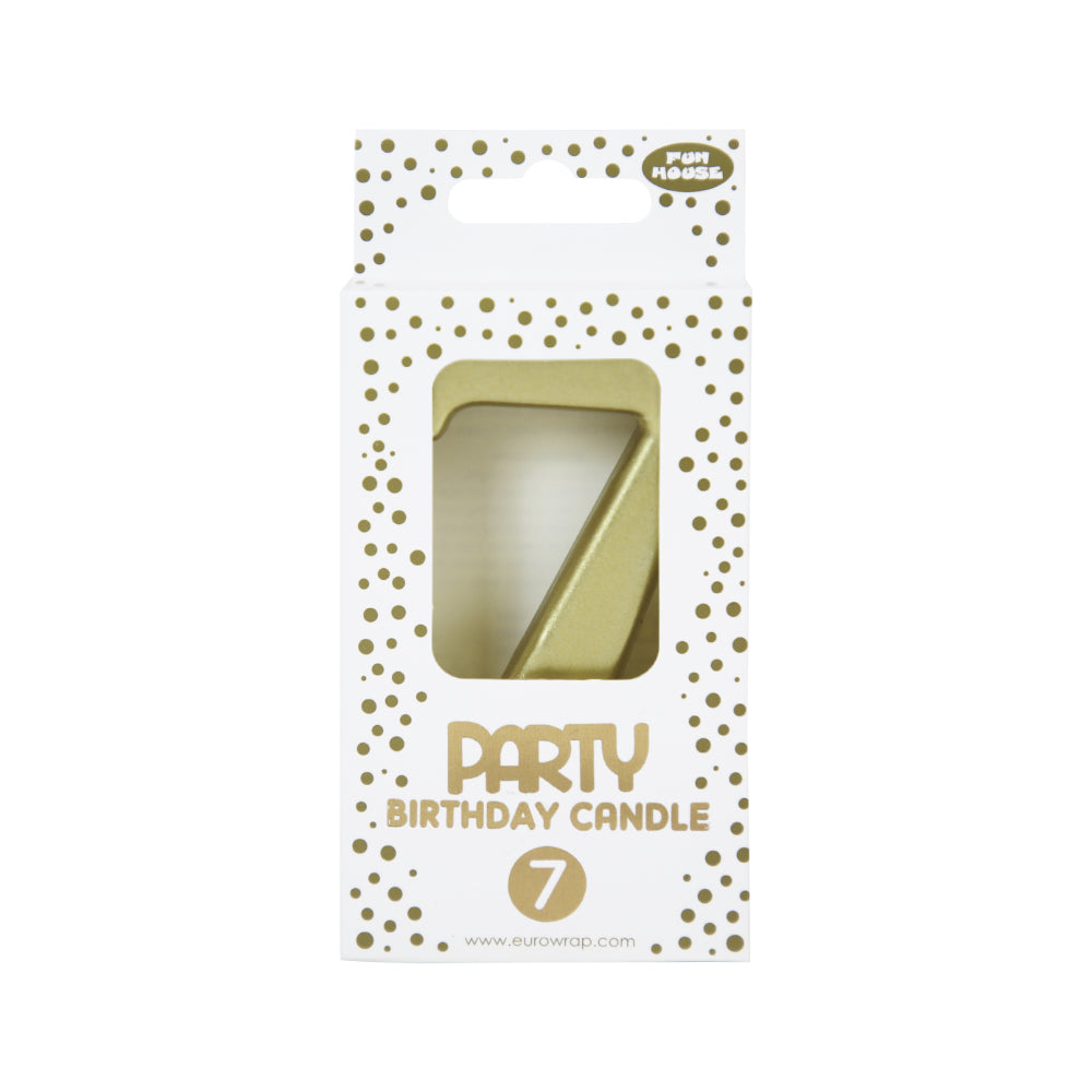 Fun House Number 7 Birthday Candle | Metallic Gold Finish, Chunky Design
