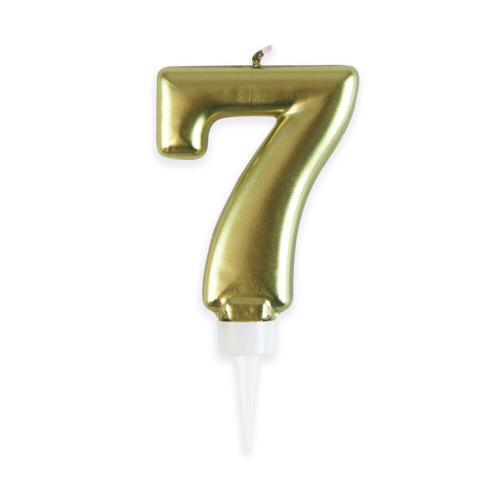 Fun House Number 7 Birthday Candle - Metallic Gold