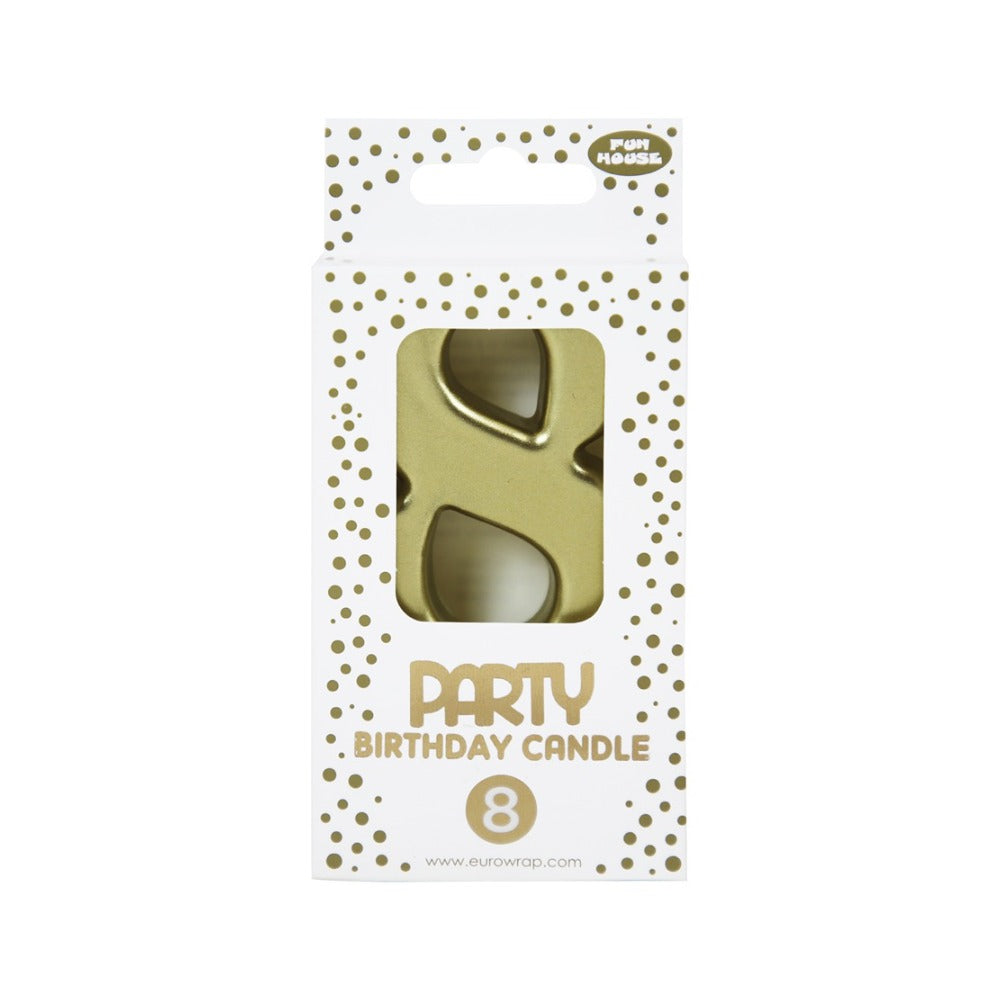Number 8 Birthday Candle and Cake Topper | Oversized, Metallic Gold