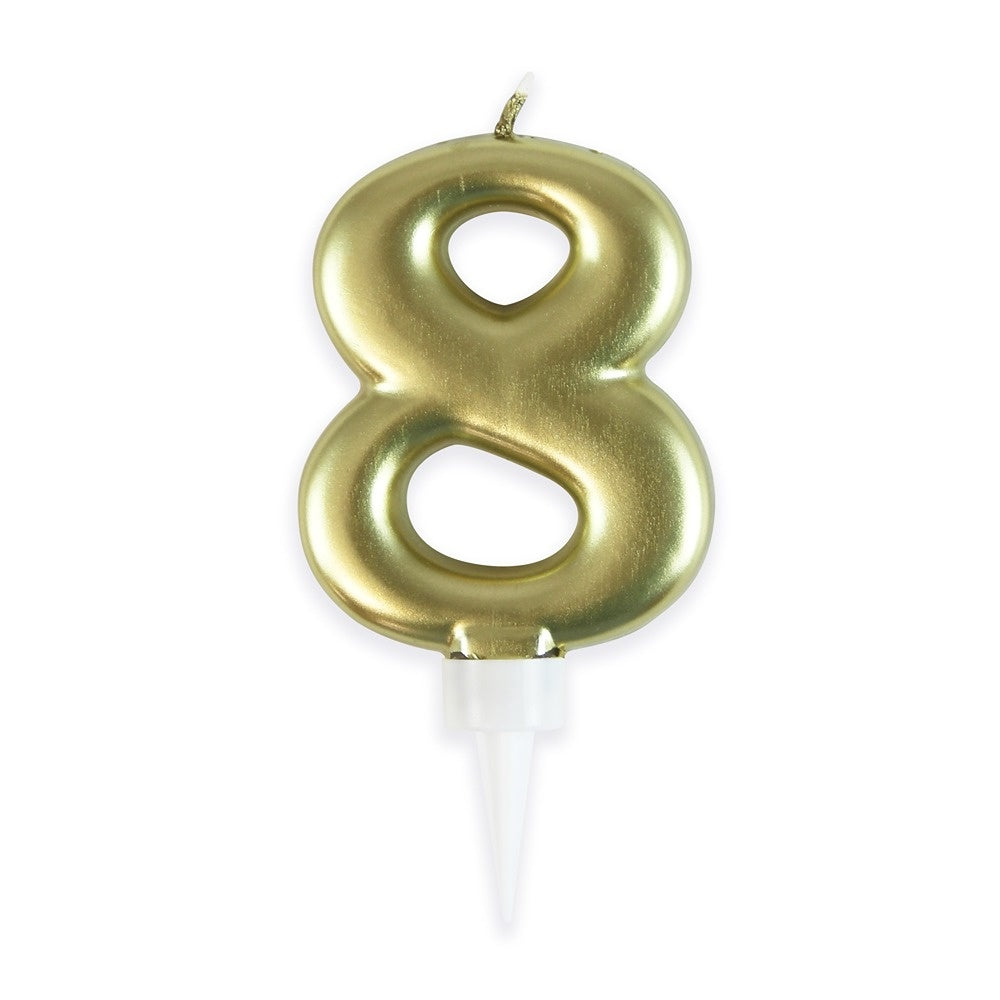 Fun House Birthday Candle - Metallic Gold Number 8