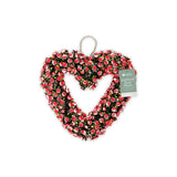Rowan Artificial Rose Heart Wreath with Hanging Chain | Pink and Red