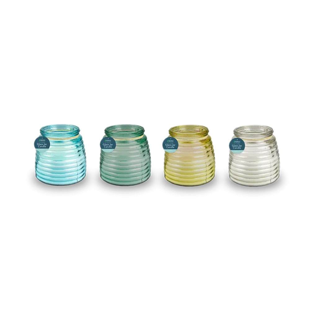 Rowan Ribbed Tinted Glass Jar Citronella Candle | Assorted Colours