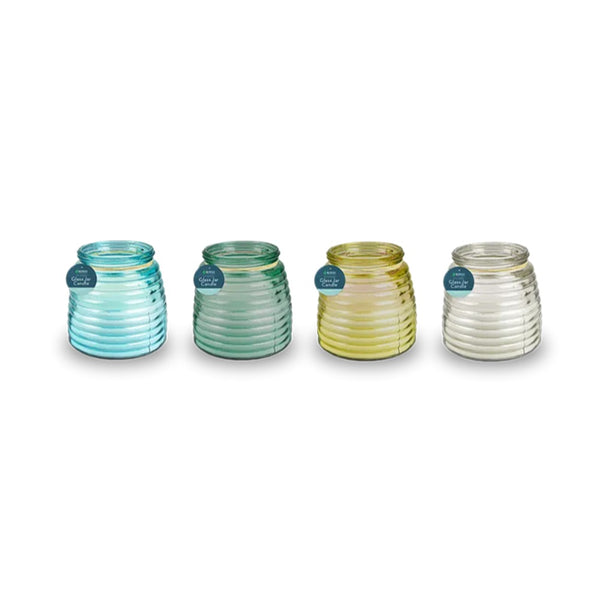 Rowan Ribbed Tinted Glass Jar Citronella Candle | Assorted Colours