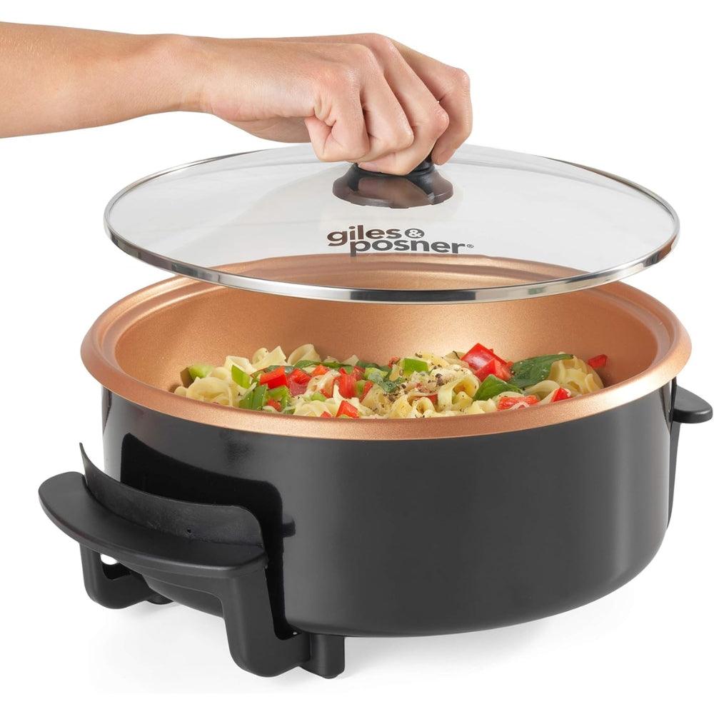 Giles & Posner Multi Meal Cook Plate | 1500W | 32cm | 4L | Black and Copper