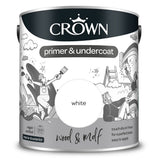 Crown Paint Quick Dry Wood and MDF Primer and Undercoat Paint | White, 2.5L