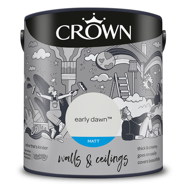 Crown Paint Early Dawn Matt Emulsion Paint | 2.5L, Walls and Ceilings