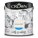 Crown Paint Canvas White Matt Emulsion Paint | 2.5L, Walls and Ceilings