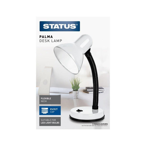 Status Flexible Neck Desk Lamp | Compatible with ES/E27 and LED Bulbs | White