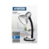 Status Silver Palma Desk Lamp | Flexible Neck, LED Compatible
