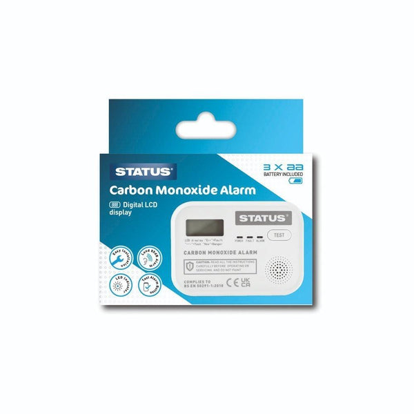 Status Digital LCD Carbon Monoxide Alarm | Includes 3 x AA Batteries