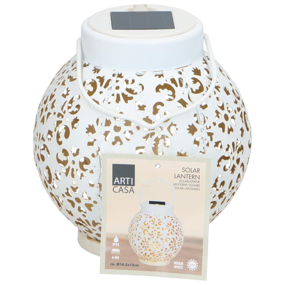 Arti Casa White Solar Lantern | Diameter 14.5cm x 15cm
