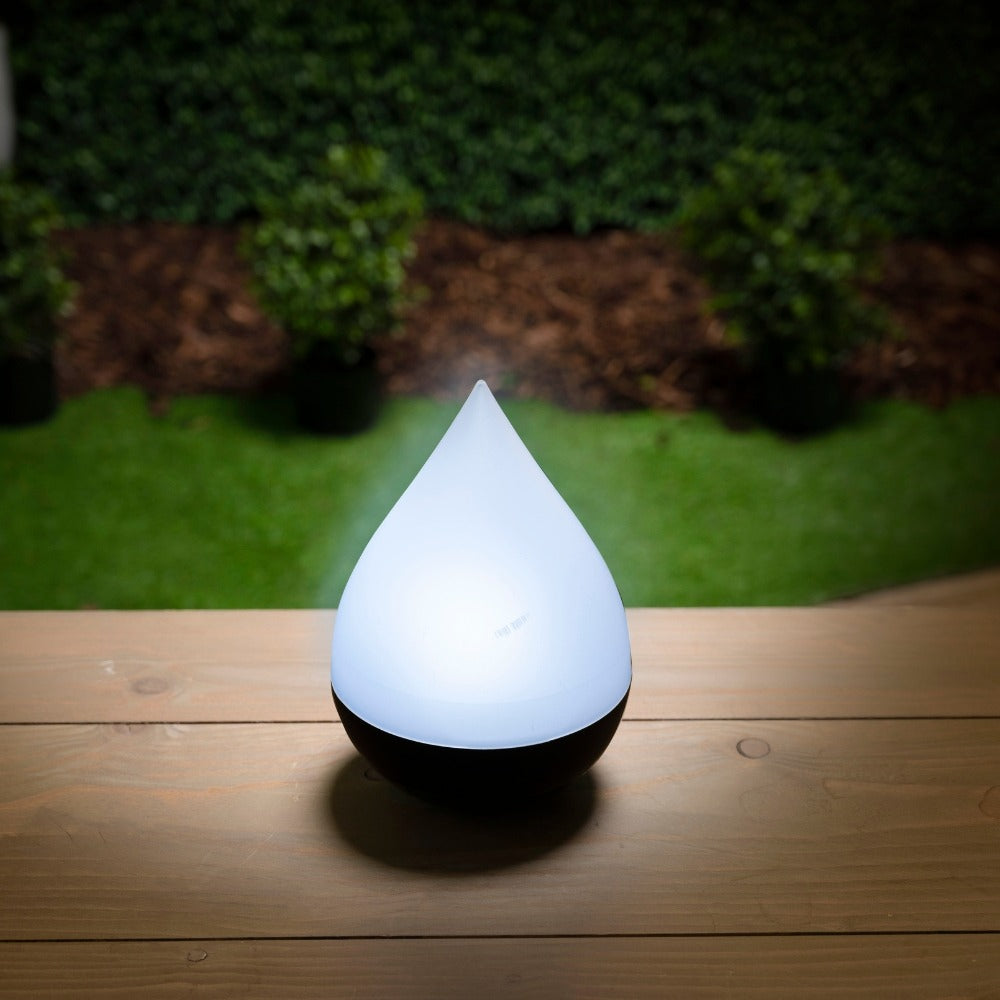 Grundig Teardrop Solar LED Table Lamp | 14.5 x 20cm, White and Black