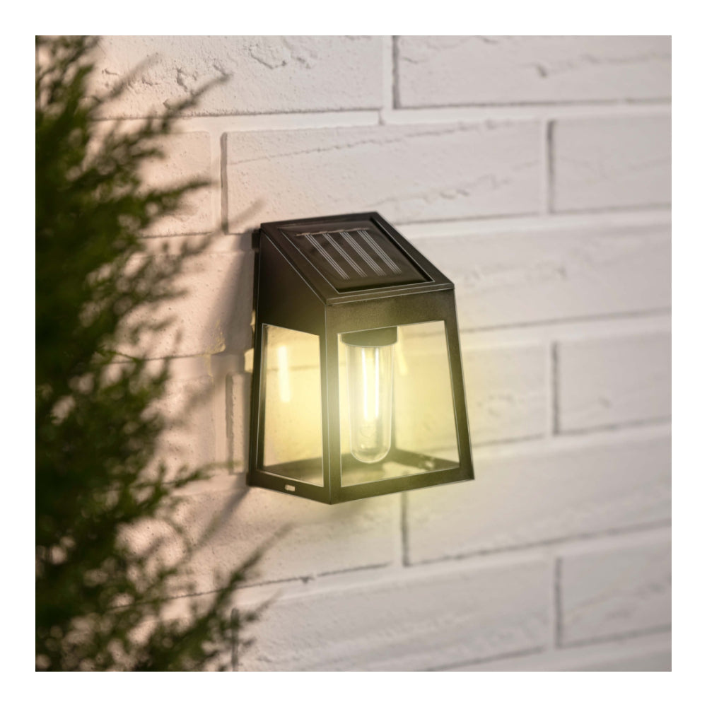 Grundig Solar Wall Lantern Light | Warm White, IP44, Black, 6–8 Hours