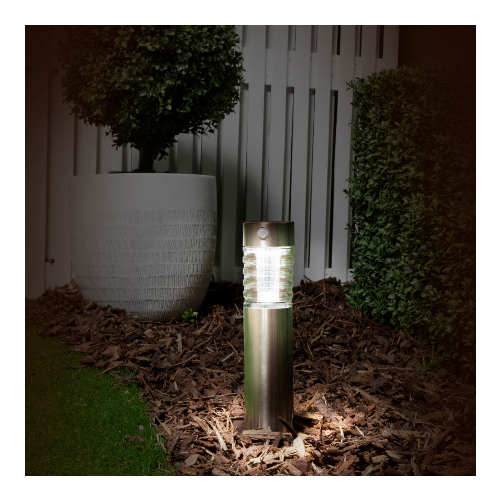 Grundig Solar LED Garden Stake Light | Ø6 x 39cm, Stainless Steel, IP44