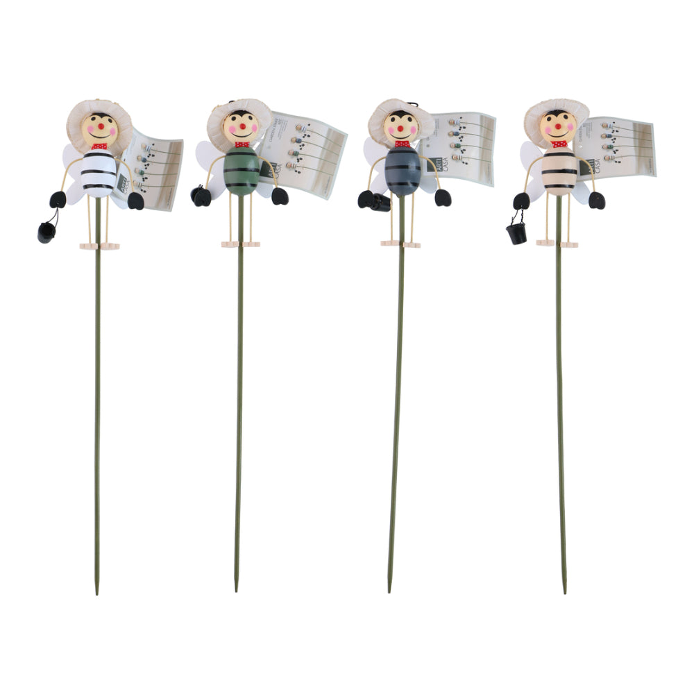 Arti Casa Bee Character Garden Stake | Assorted Colours, Hat Detail