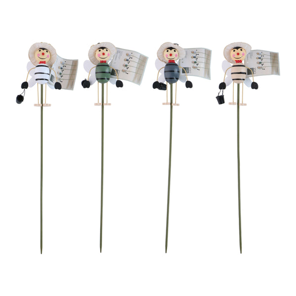 Arti Casa Bee Character Garden Stake | Assorted Colours, Hat Detail