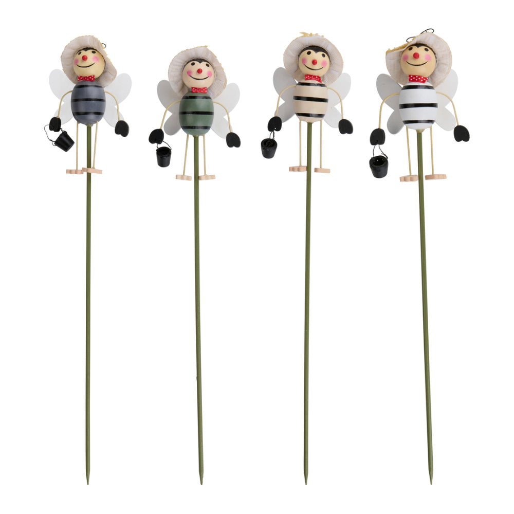 Arti Casa Bee Character Garden Stake | Assorted Colours, Hat Detail