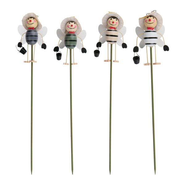 Arti Casa Bee Character Garden Stake | Assorted Colours, Hat Detail