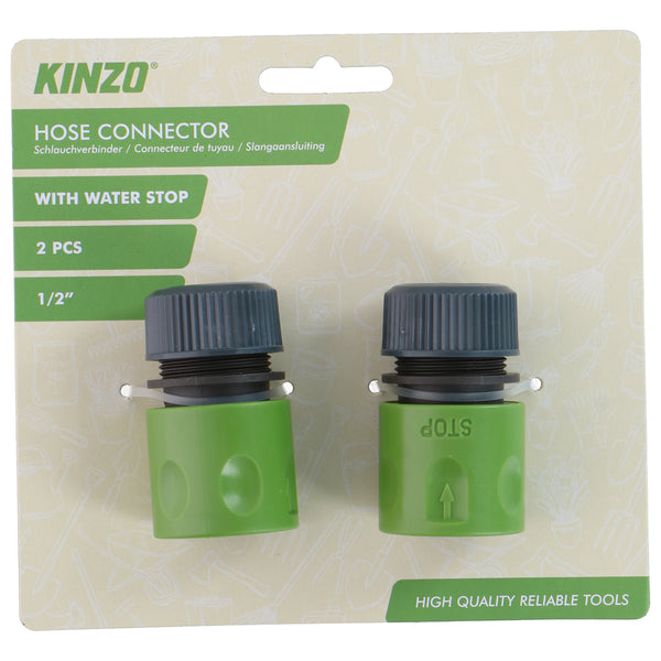 Kinzo Hose Connector 1/2" | 2 Piece | Dia 3.55 x 5.8cm