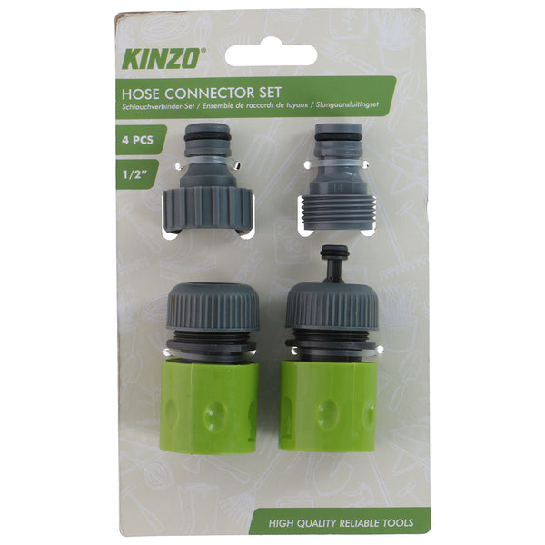 Kinzo Hose Connector Set | 4 piece 1/2 inch