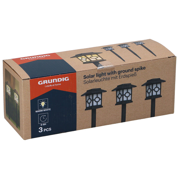 Grundig Warm Whie Led Solar Light With Ground Spike | Pack of 3
