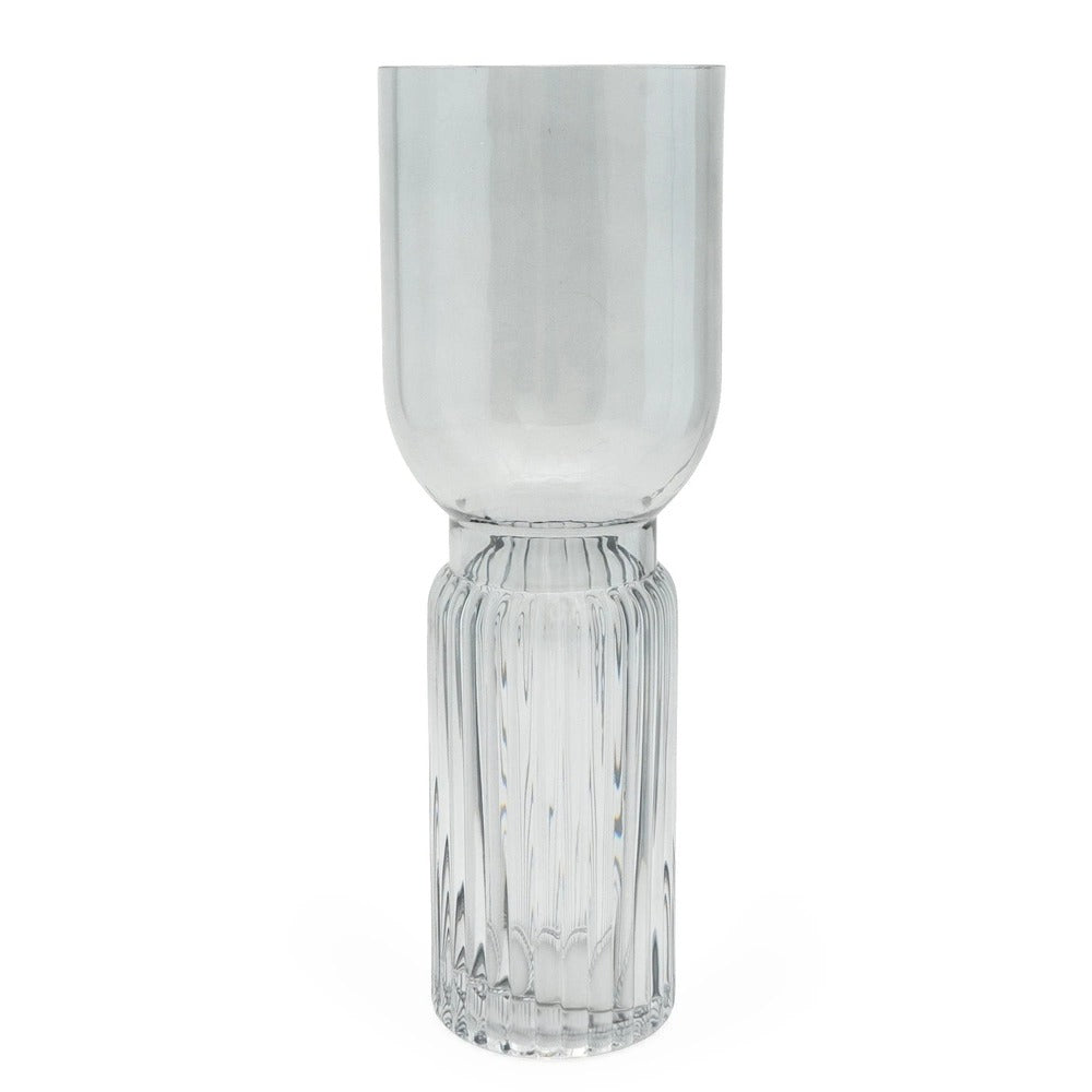 Footed Tulip Glass Vase 35cm | Clear Decorative Vase