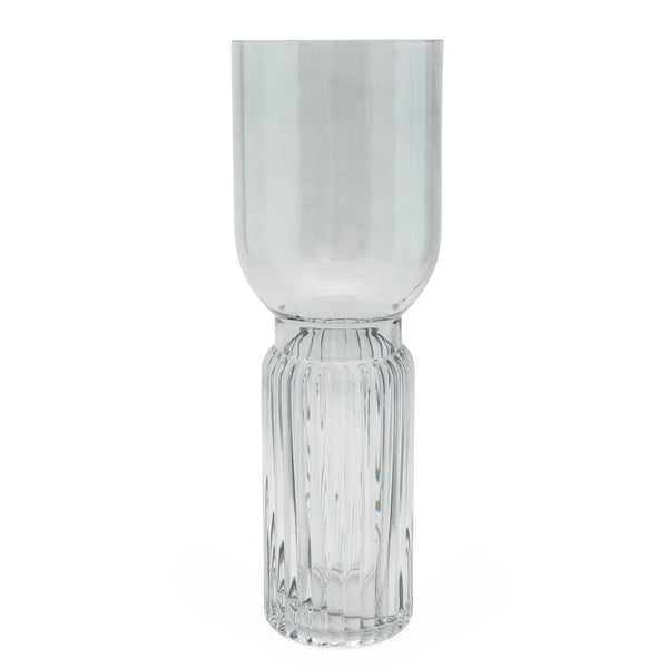 Footed Tulip Glass Vase 35cm | Clear Decorative Vase