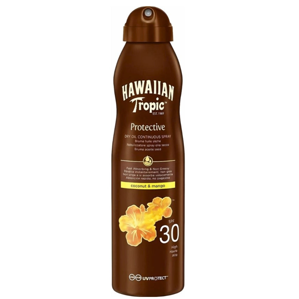 Hawaiian Tropic Island Glow Dry Oil Sunscreen Spray | SPF30