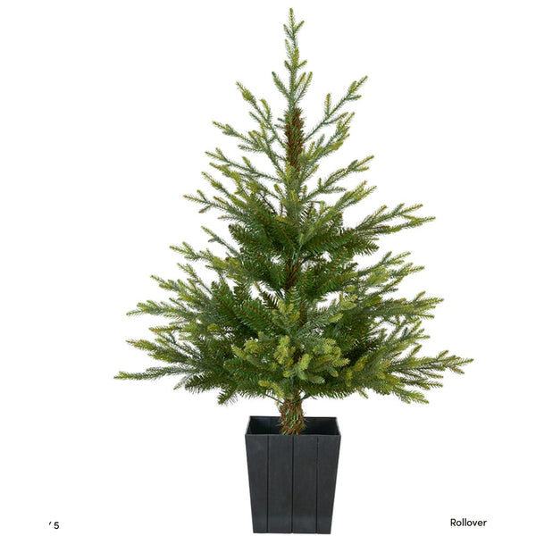 Christmas 1.2m Potted Helsinki Artificial Tree | Black Planter, Needle Foliage