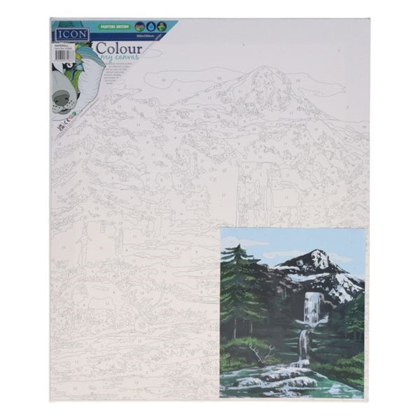 Icon 'Colour My Canvas' Paint-by-Numbers Kit | Tranquil Waterfall Scene