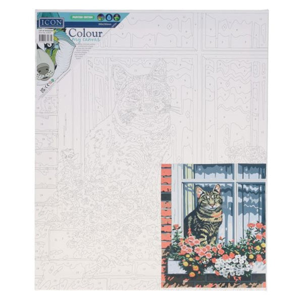 Icon Paint by Numbers Canvas Kit - Cat by Window Scene