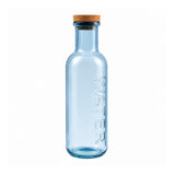 Blue Tinted Glass Water Bottle with Cork Stopper | 1L, Embossed Design