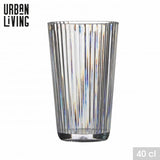 Urban Living Linea Plastic Tumbler | 40cl Capacity | Transparent with Vertical Ribbing