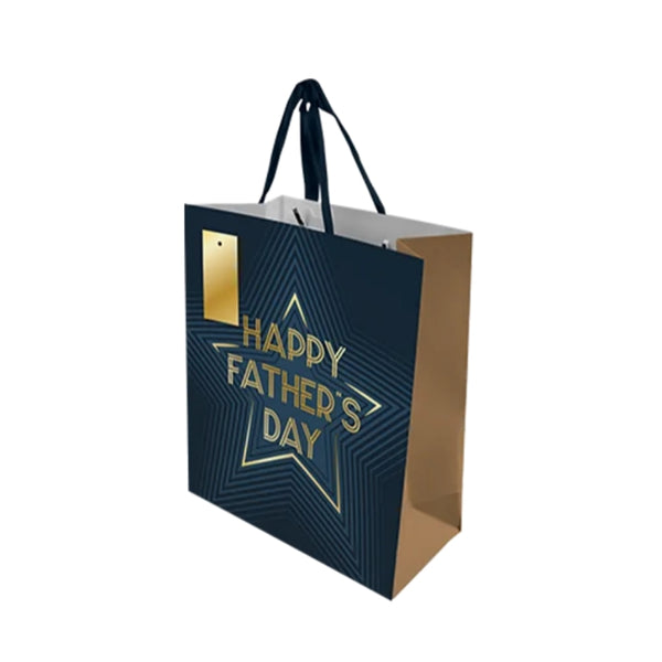 Father's Day Large Gift Bag | Navy & Gold or Geometric Design