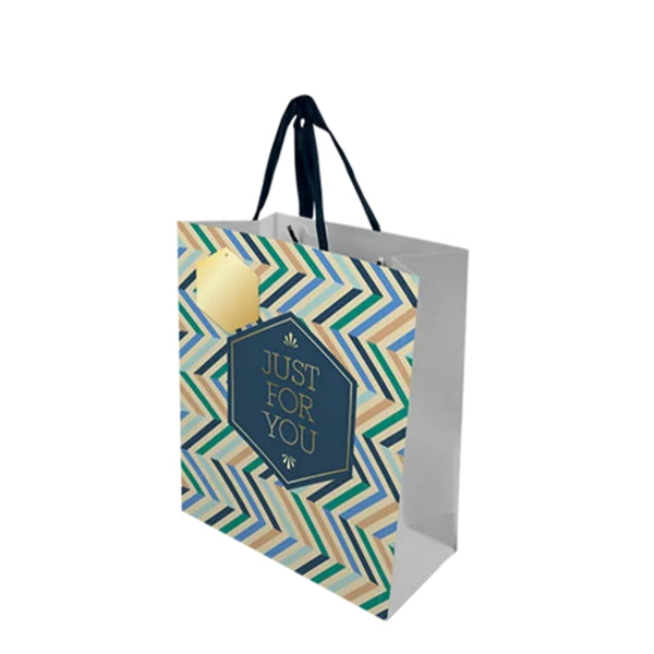 Father's Day Large Gift Bag | Navy & Gold or Geometric Design
