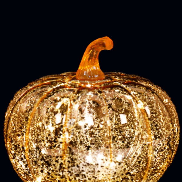 LED Glass Pumpkin | Golden 15x15.5cm