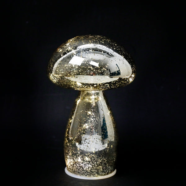 SIL LED Glass Mushroom Lamp | Glittery Finish 11x16.5cm