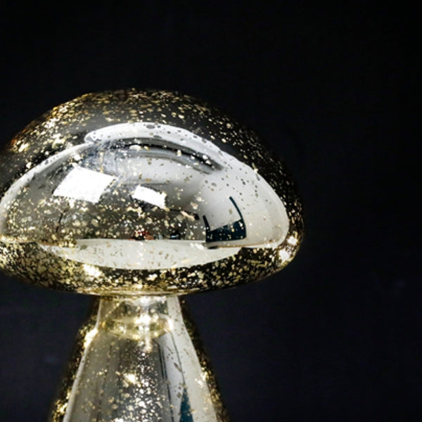 SIL LED Glass Mushroom Lamp | Glittery Finish 11x16.5cm