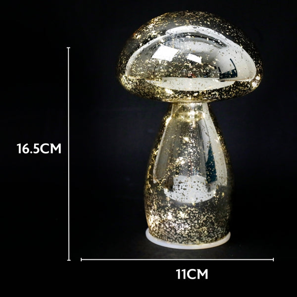 SIL LED Glass Mushroom Lamp | Glittery Finish 11x16.5cm