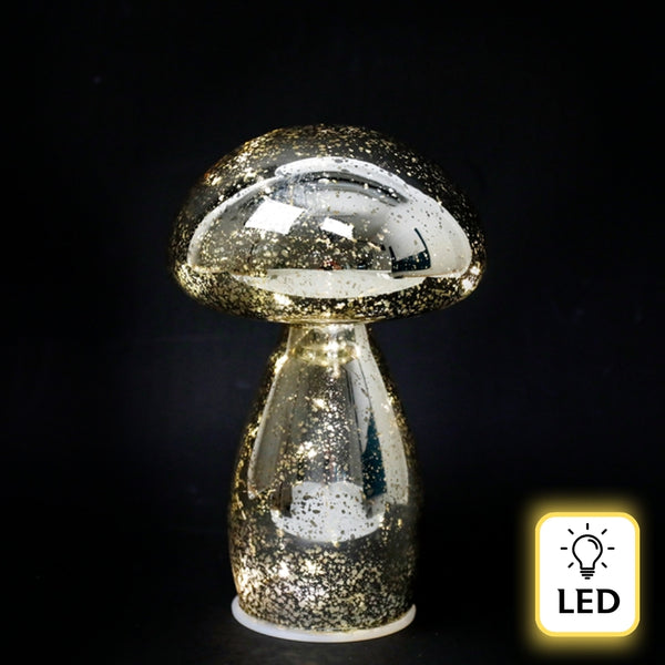 SIL LED Glass Mushroom Lamp | Glittery Finish 11x16.5cm