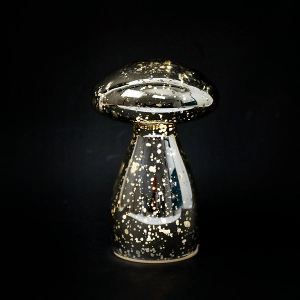 LED Glass Mushroom Lamp | Gold 9.5x14cm