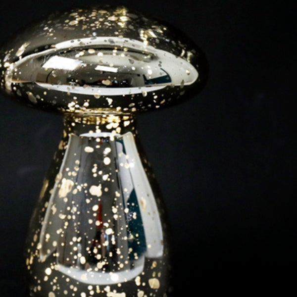 LED Glass Mushroom Lamp | Gold 9.5x14cm