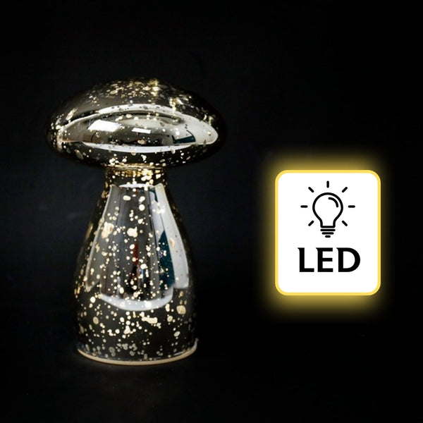 LED Glass Mushroom Lamp | Gold 9.5x14cm