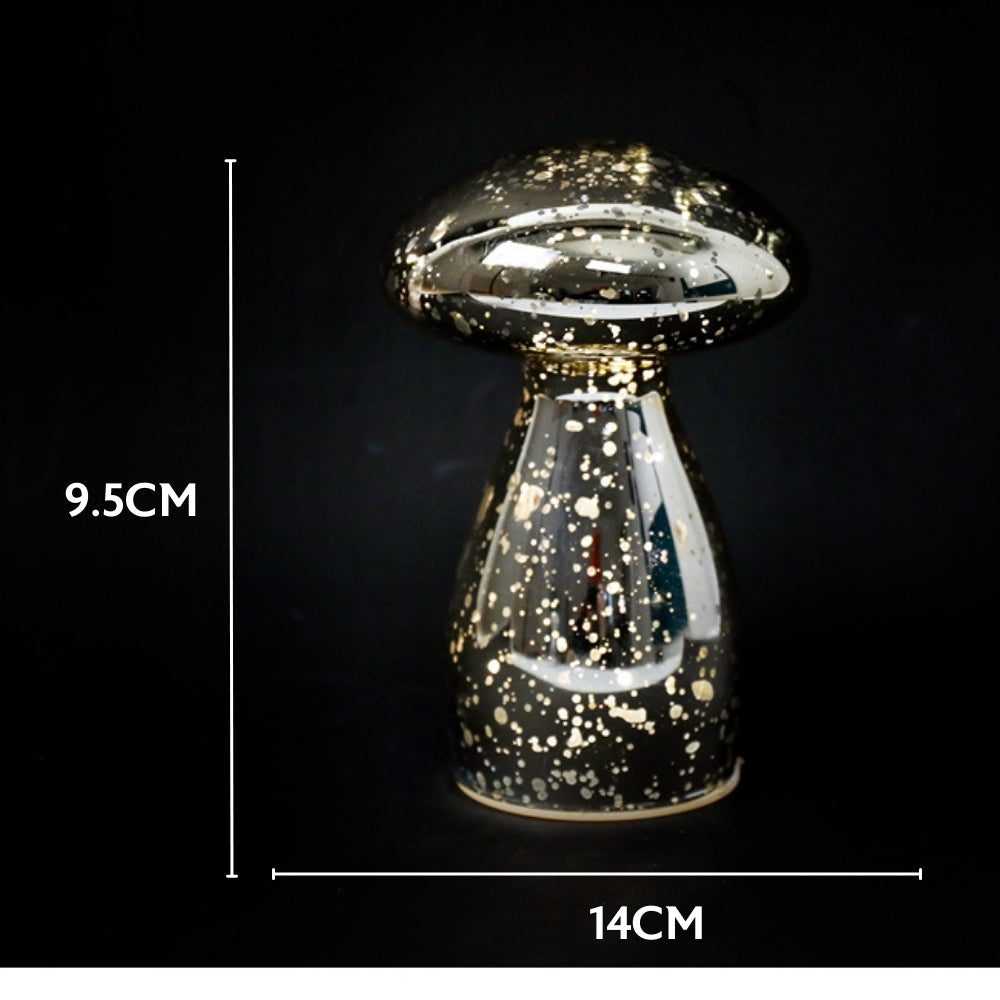 LED Glass Mushroom Lamp | Gold 9.5x14cm