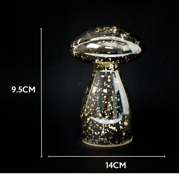 LED Glass Mushroom Lamp | Gold 9.5x14cm