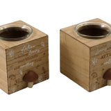 sil rustic wood autumn candle holder  8x8cm
