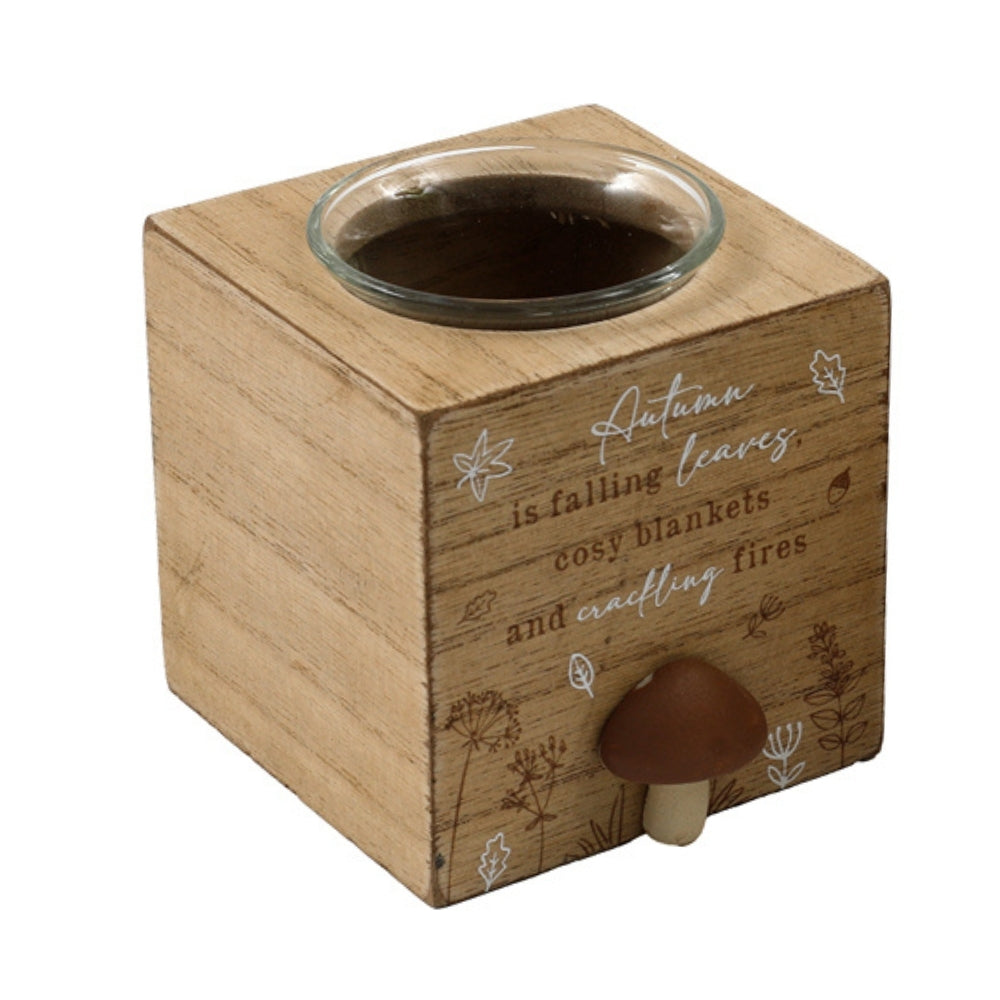 SIL Rustic Wood Autumn Candle Holder | 8x8cm