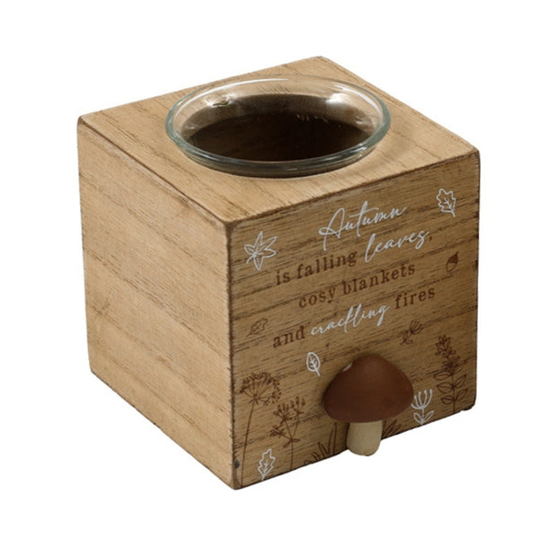 SIL Rustic Wood Autumn Candle Holder | 8x8cm